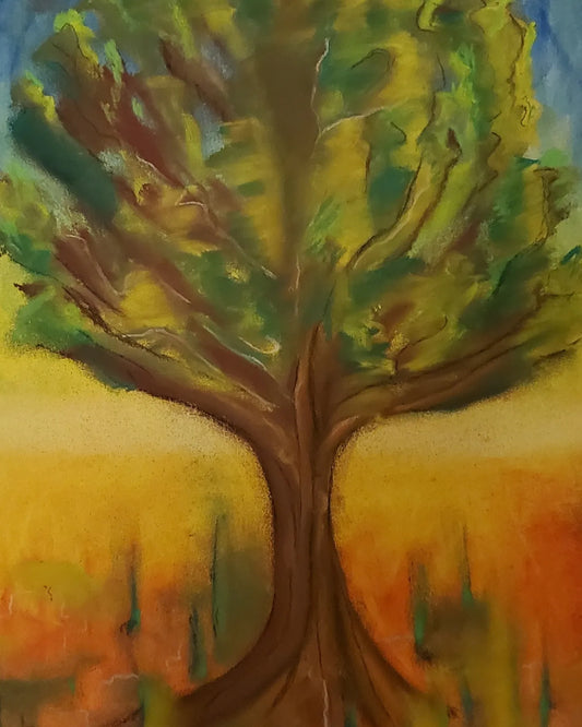 "Pine Tree" by Spence Rubin. Soft pastel on paper. 9"x12". 2023.