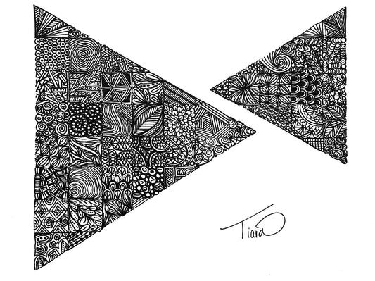 "Trios" by Tiara Rose. Ink on paper. Original. 12"x9" (13"x10"). Framed.
