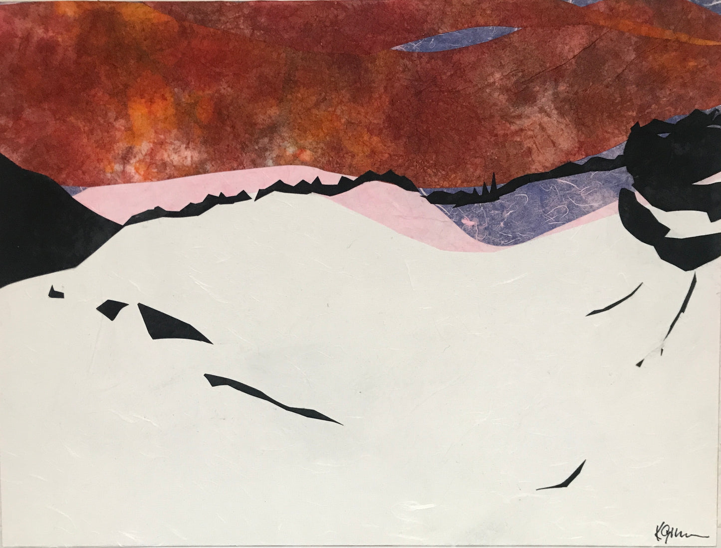 "Winter 1" by Kristen George Kavanagh. Mixed-media collage. 24" x 18".